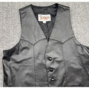 Diamond‎ Leathers Motorcycle Black Vest Size L 42 Long USA Vtg Moto Biker